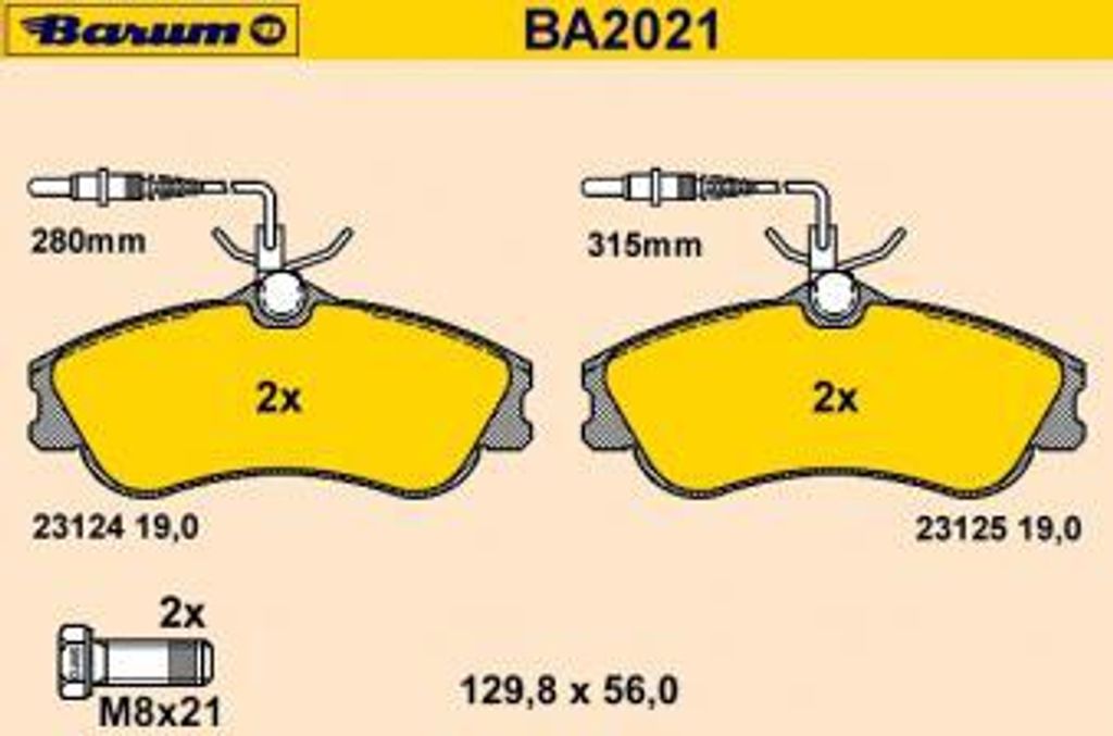 BARUM Bremsbelagsatz, Scheibenbremse BA2021