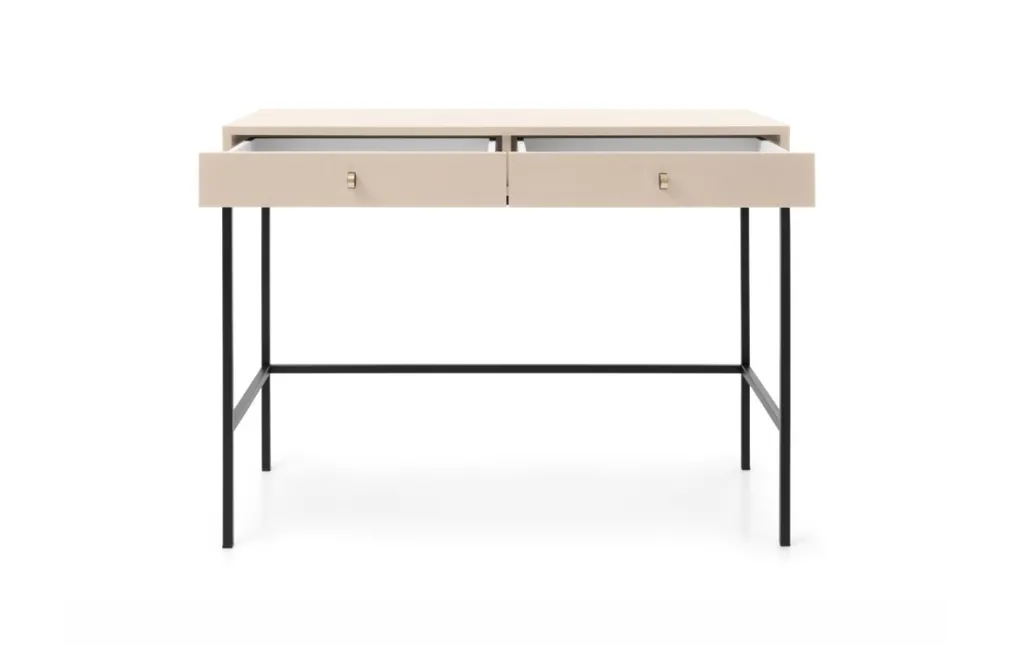 Bureau ORFEA beige sable finition bois clair et plateau large robuste