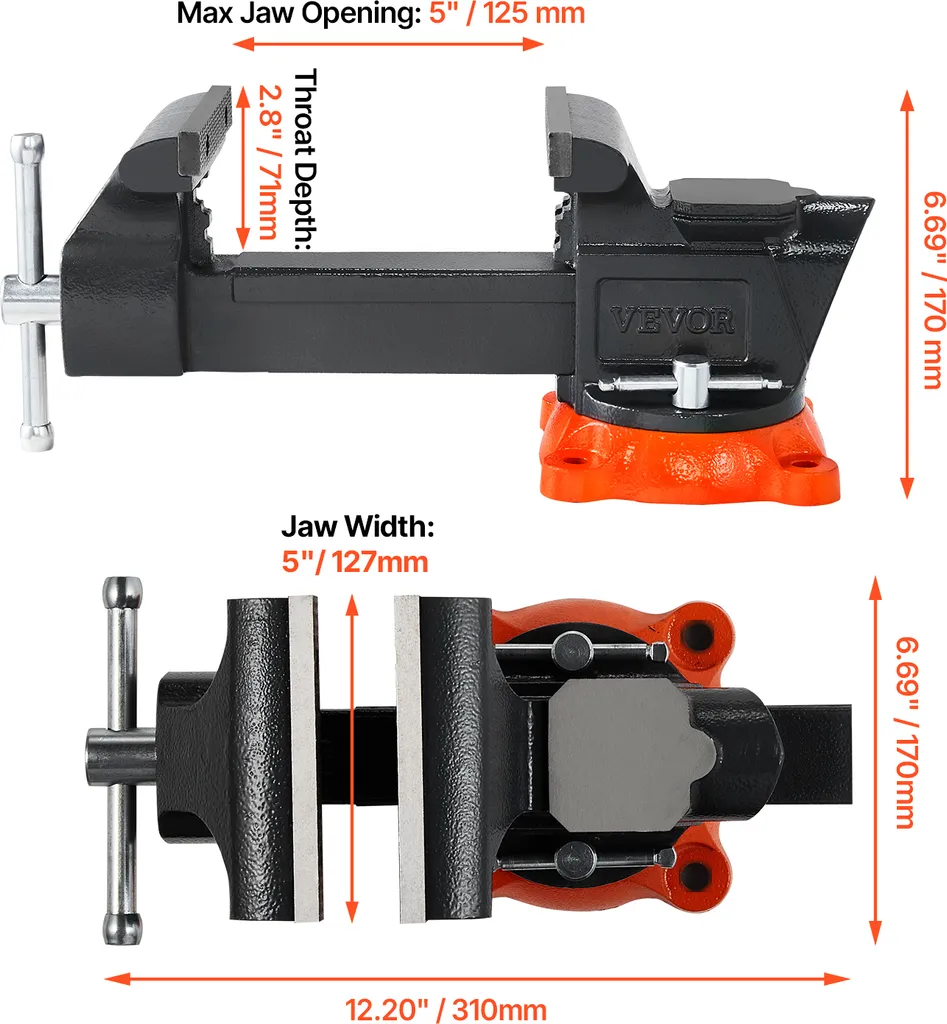 Étau stable anti-vibration avec mors 127 mm pour serrage haute sécurité - 8