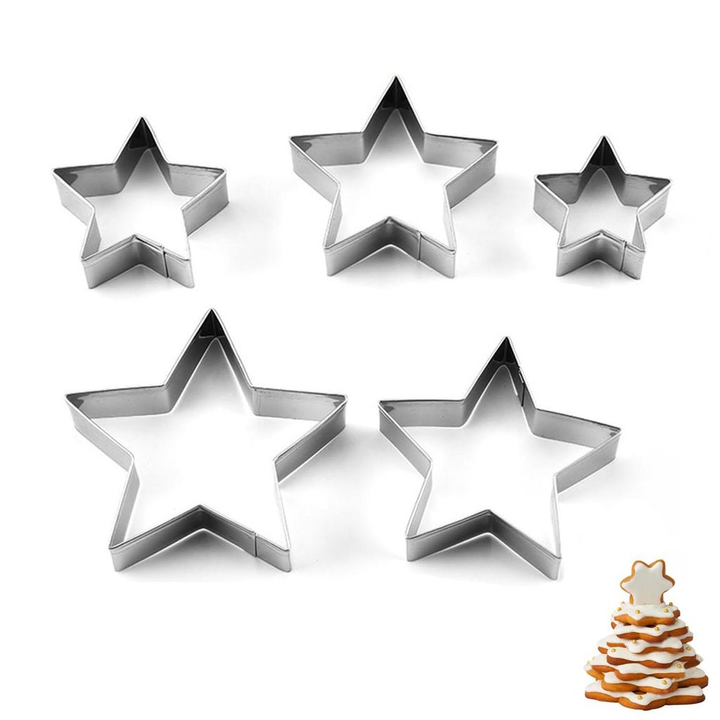5-teiliges sternförmiges Ausstechformen-Set, Ausstechform, Ausstechformen-Set aus Edelstahl