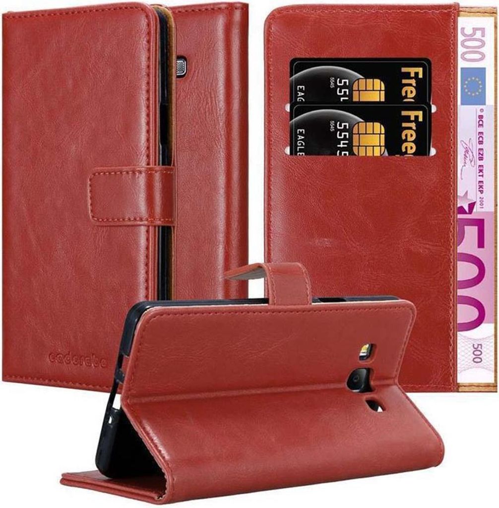 Cadorabo Hülle für Samsung Galaxy A7 2015 Schutzhülle in Rot Handyhülle Book Tasche Case Etui Luxury