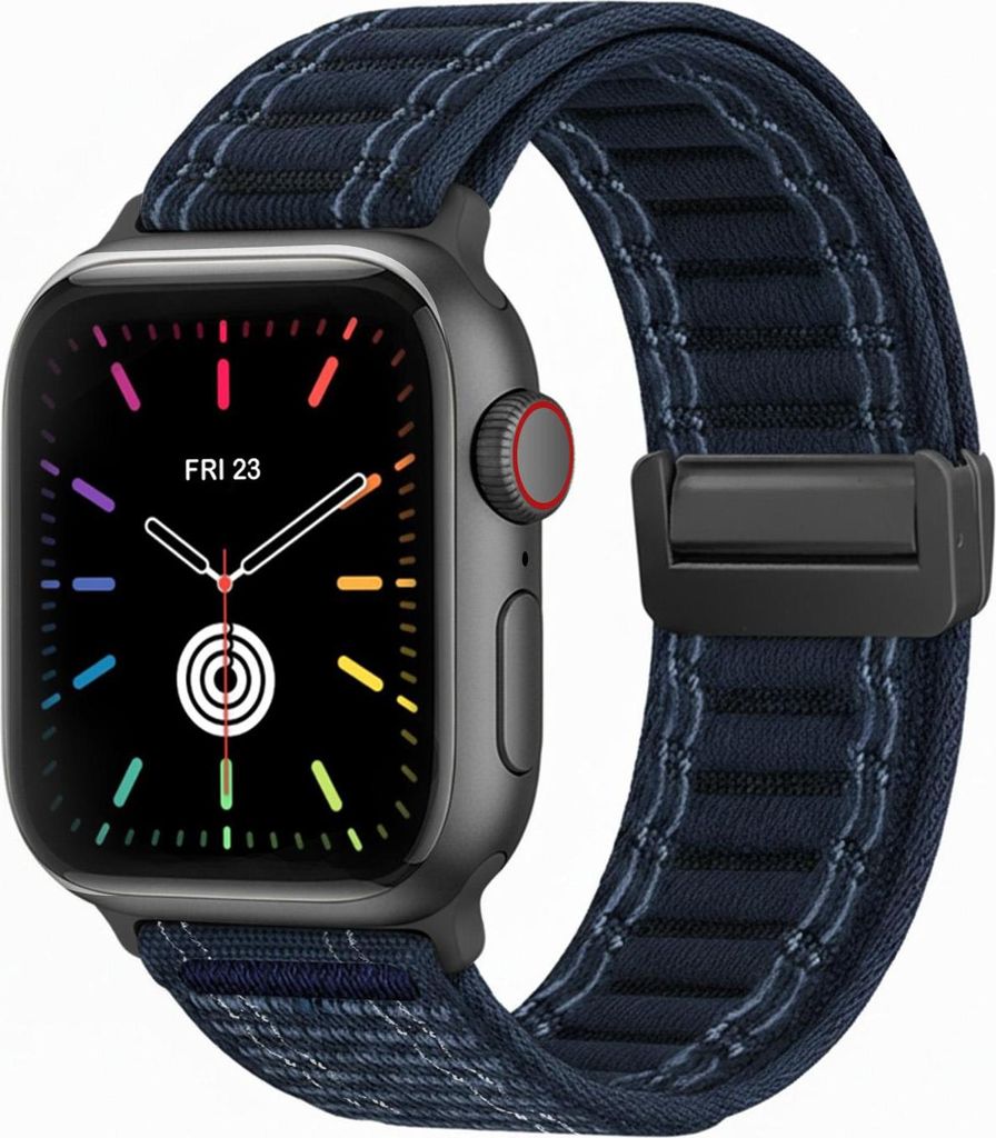 Smartwatch Armband für Apple Watch Series 7 45mm Nylon Textil Band Ersatzband Wechselband Magnetverschluss flexibel atmungsaktiv Blau Dunkelblau