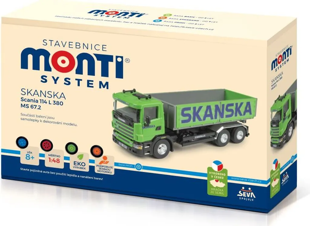 Monti System MS 67,2 Skanska Scania 114 L 1:48 Maquette de Camion