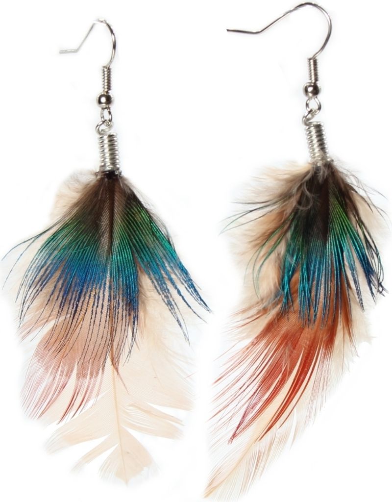 1 Paar Feder Ohrhänger Boho Ohrringe in der Farbe Beige Produktbild 