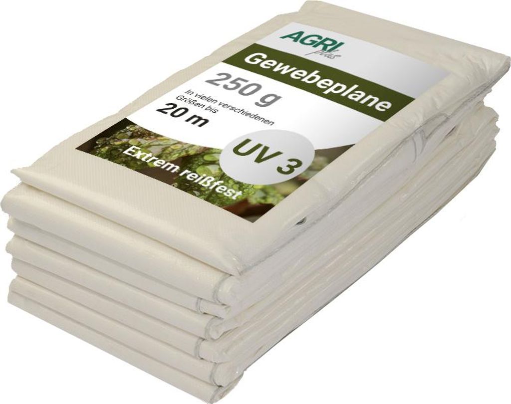 AGRIplus Gewebeplane mit Ösen 6 x 8 m weiß 250 g/qm