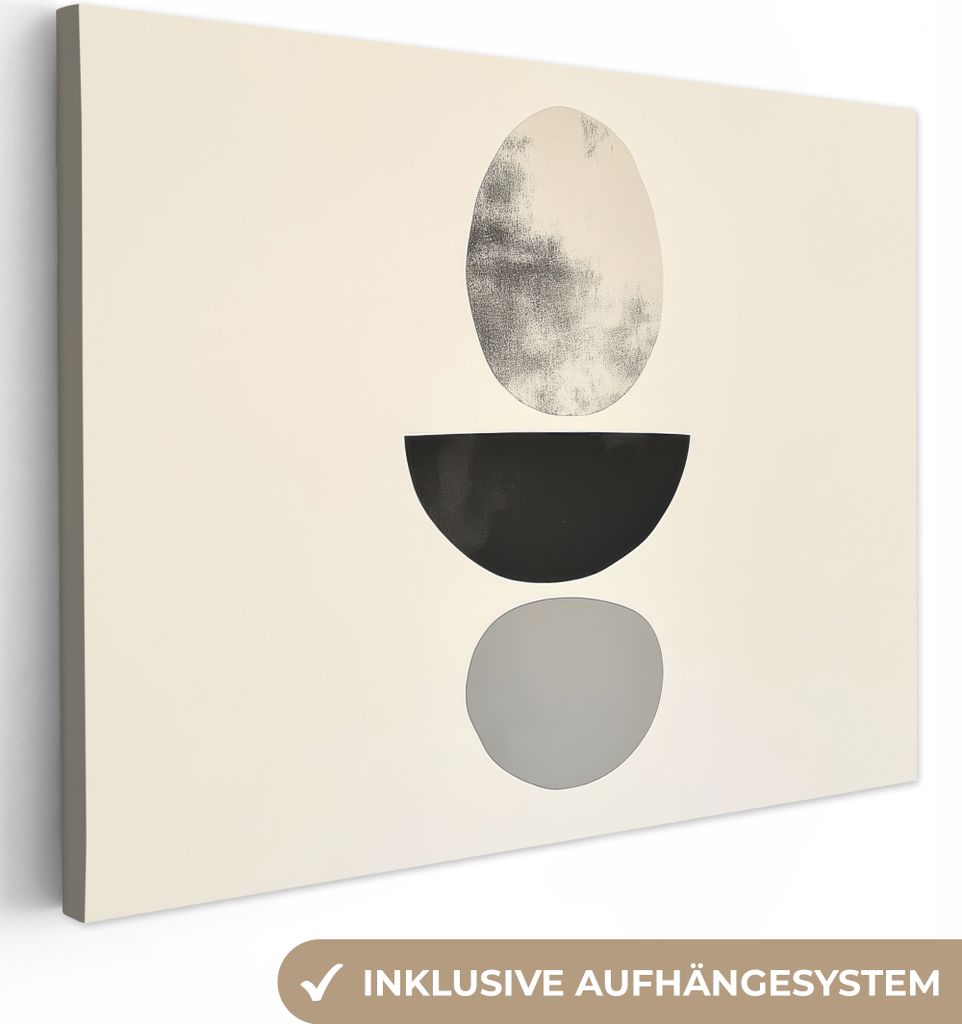 Leinwand Bilder 80x60 cm - Japandi - Formen - Beige, Bild Modern, Wanddeko, Gemälde