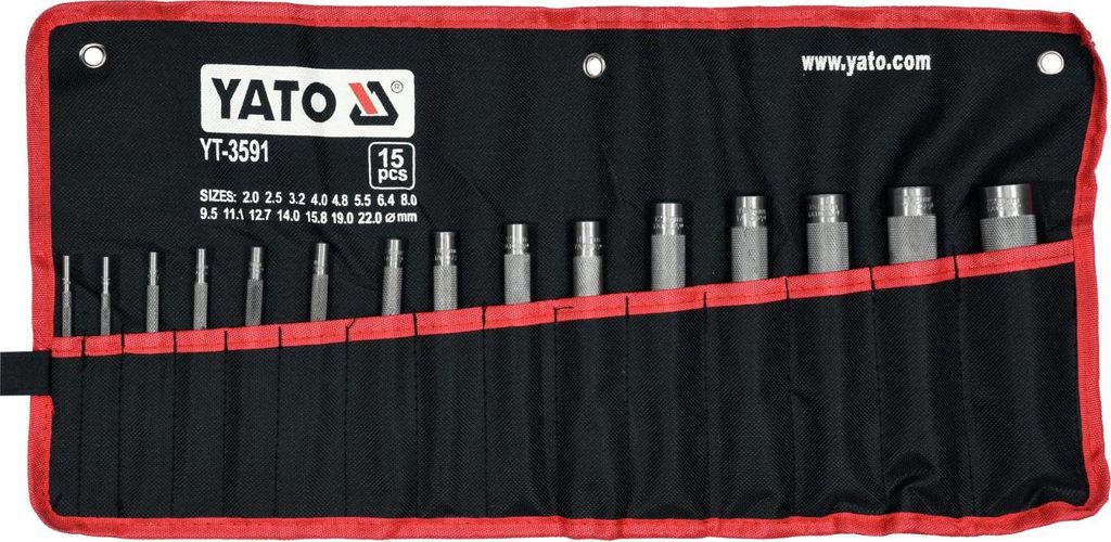 Yato YT-3591, Lochstanz-Set, Kohlenstoffstahl, Leder, Produktbild 