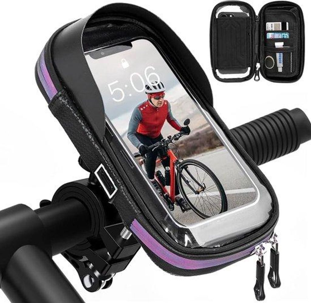 Wasserdichte Fahrradhalterung, 360° drehbar, groß, 6,5 Zoll, für die meisten Smartphones