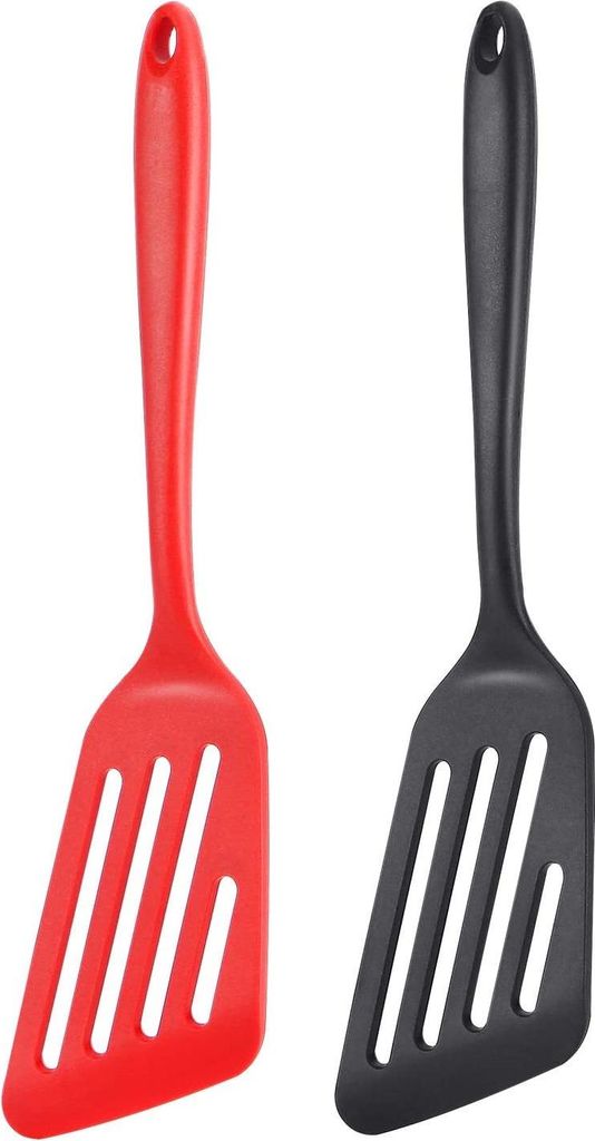 Pack of 2 Silicone Fish Spatula, Non-stick Large Slotted Flipper Turner, High Heat Resistant Kitchen Cookwares for Frying, Cooking Seafood, Meat, E...