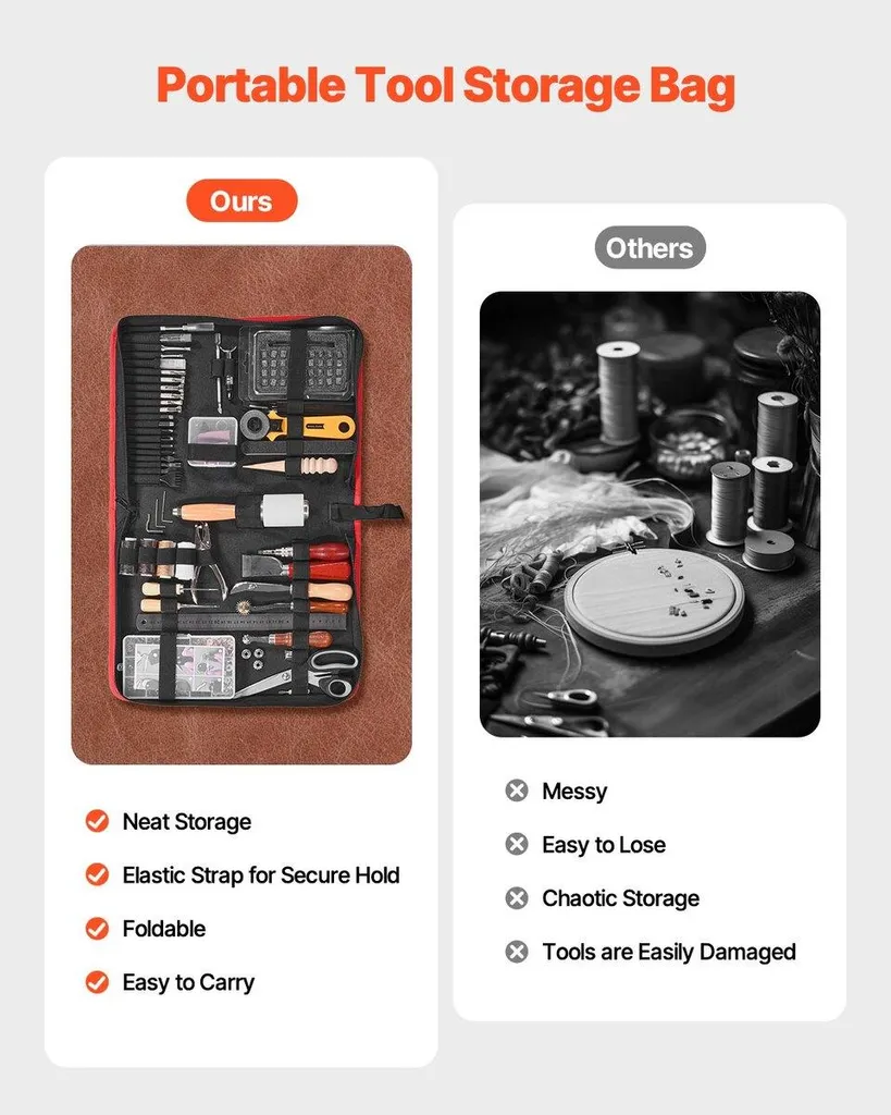 Set de maroquinerie 61 pièces avec outils d'estampage et de perçage - 6