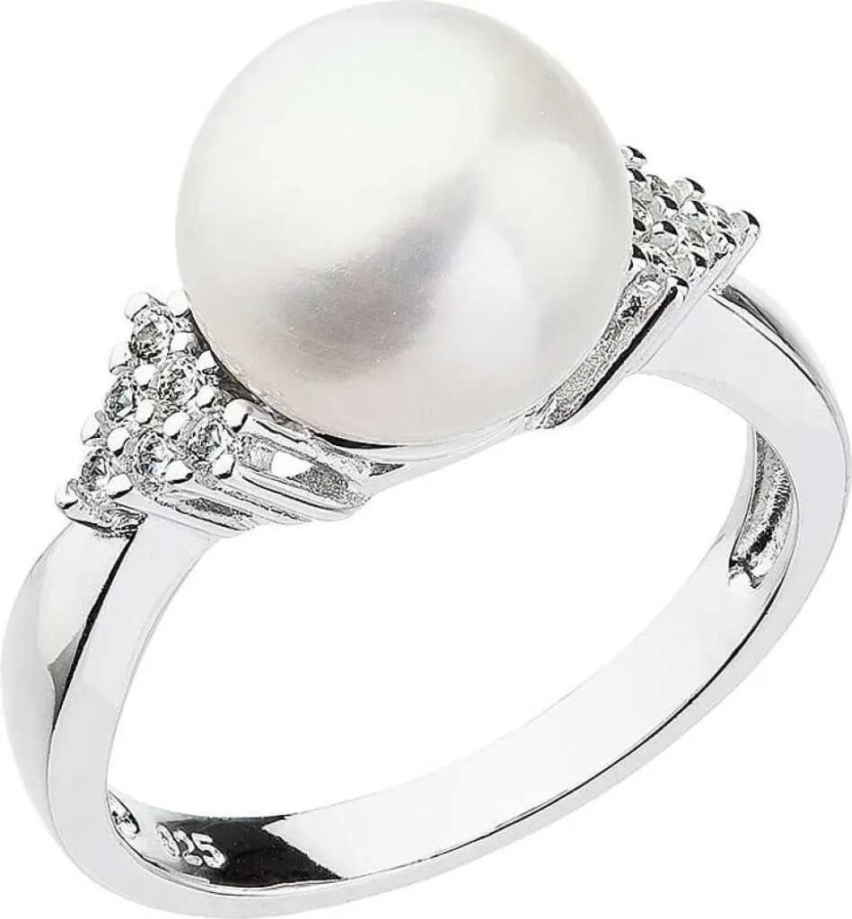 Bague en argent 925 perle de rivière et zirconium 25002.1 - Taille 54