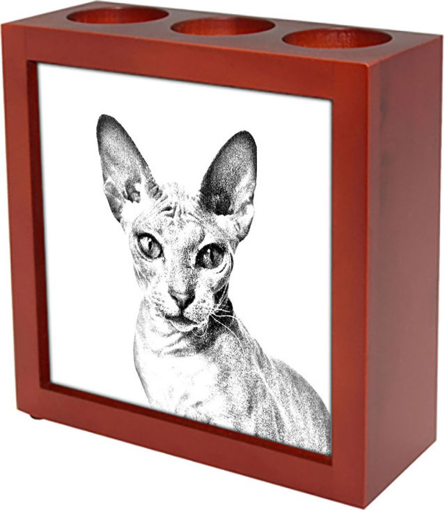 Peterbald - Stifthalter mit Katze, Schreibtischorganizer mit Aufdruck, personalisierte Schreibtischdekoration von der Marke Art-Dog
