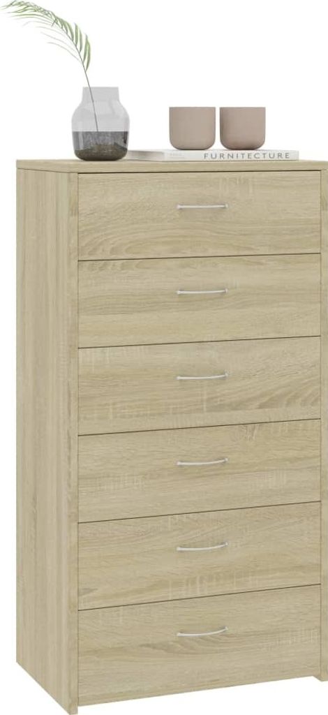 "Winter Sale" Sideboard 6 Schubladen Sonoma-Eiche 50x34x96cm Holzwerkstoff - clorisNeu772760 - Kommoden