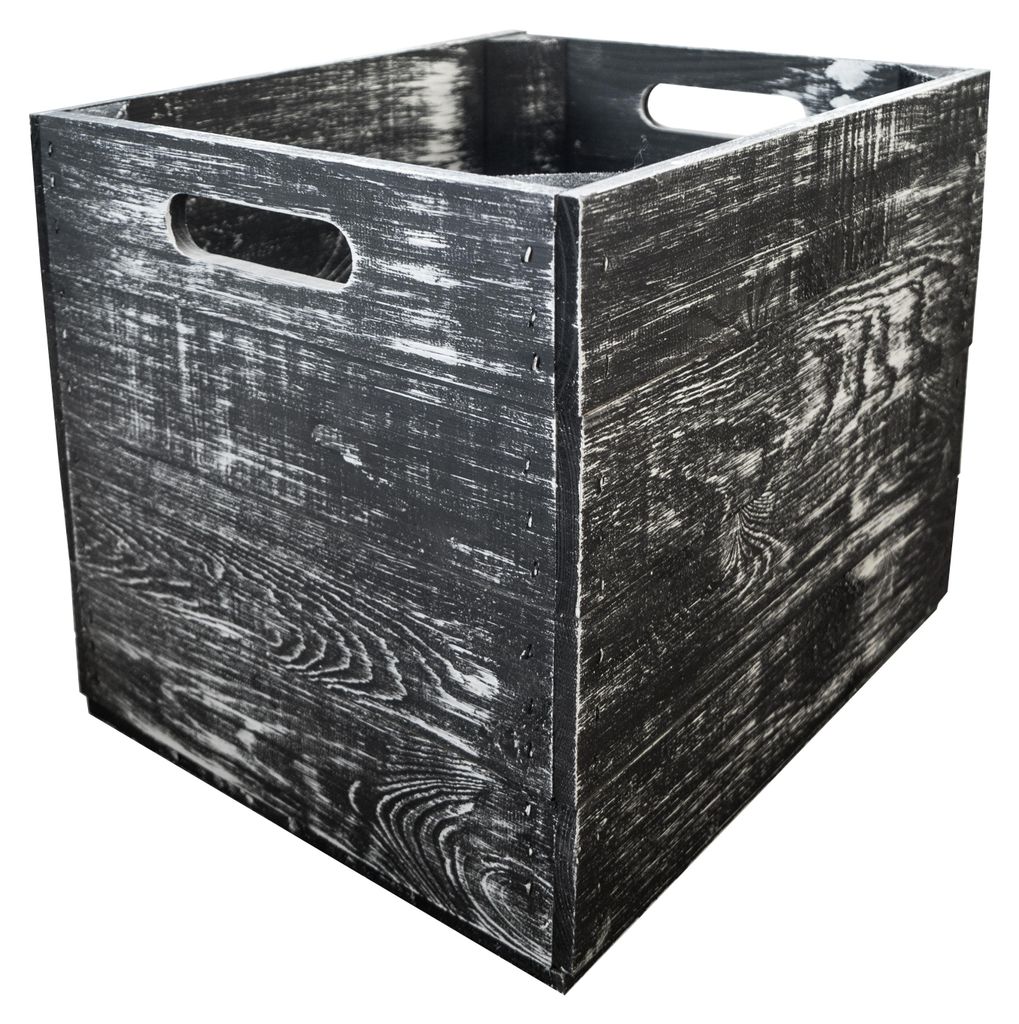 Holzkiste Shabby schwarz  passend für Kallax und Produktbild 