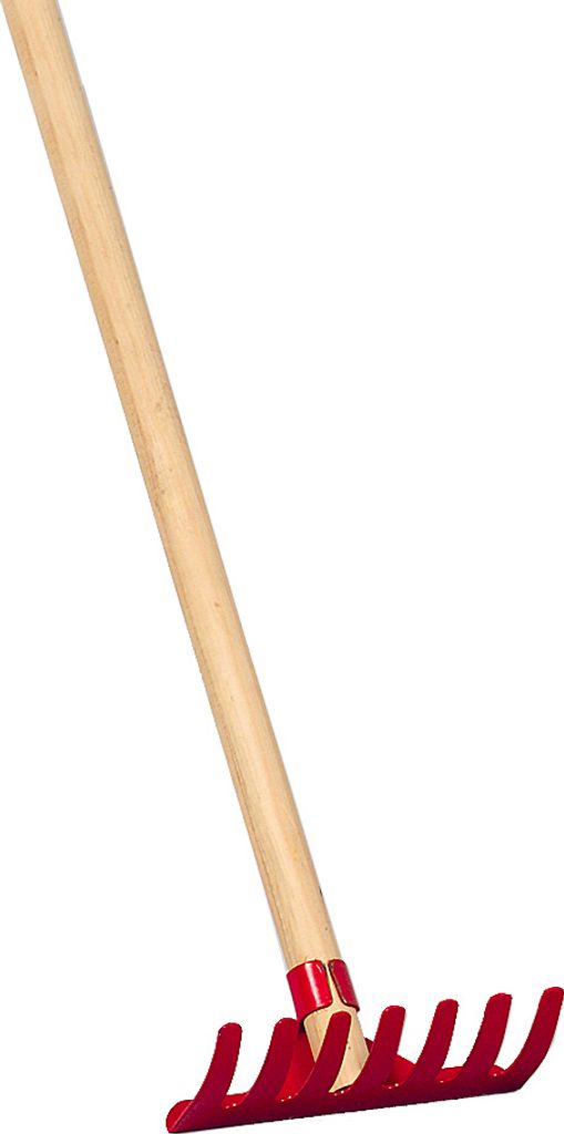 turk 34726 Rechen mit 7 Zinken für Kinder, mit Holzstiel, 70 cm (Farbe zufällig, 1 Stück)