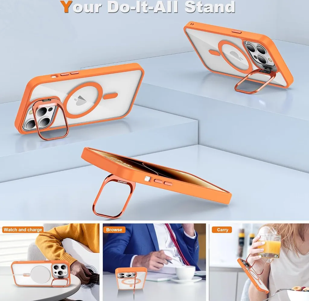 Offerta Custodia MagSafe iPhone 12 Pro Max Arancione Supporto - 5