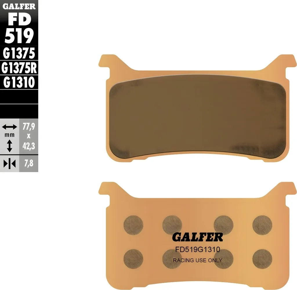 Plaquettes frein Galfer FD519G1310 métal fritté contre le fading
