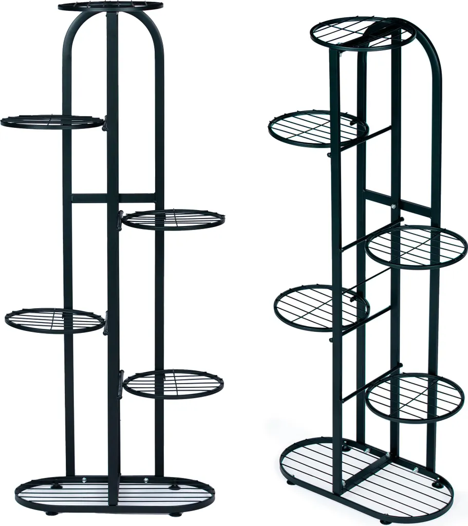 Jardinière en métal 6 niveaux noir - Support plantes moderne intérieur