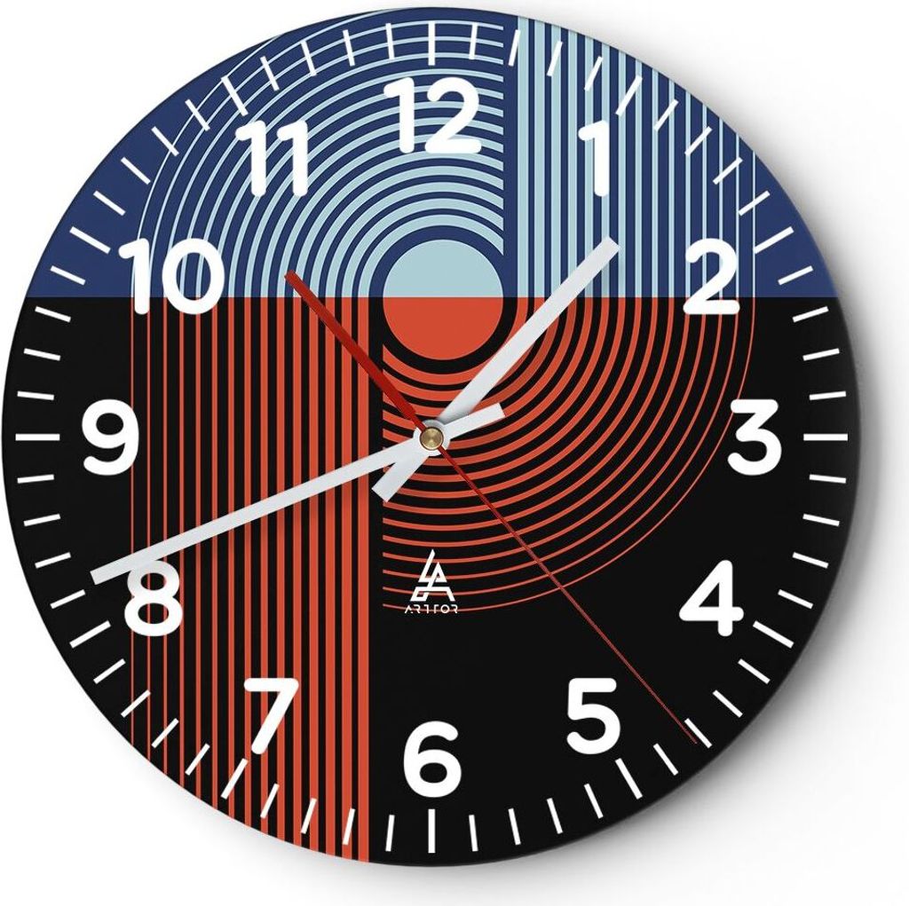 Wanduhr - Rund - Glasuhr - Abstraktion Moderne Minimalismus - 30x30cm - Schleichendes Uhrwerk - Lautlos - zum Aufhängen bereit - Dekoration Modern...