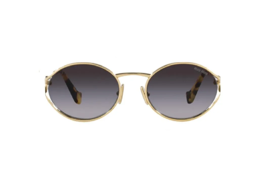 Lunettes de soleil Miu Miu MU 52YS ZVN5D1 en métal doré et verres gris