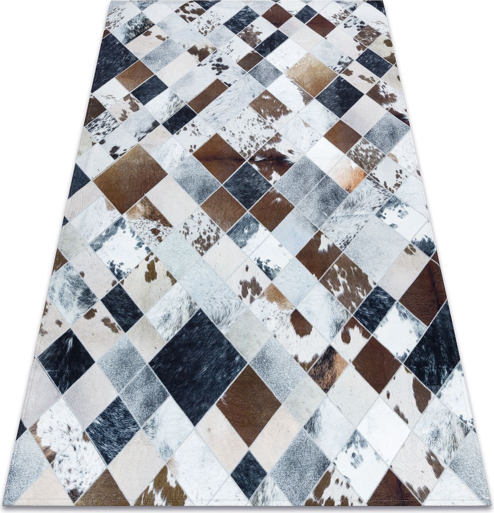 Teppich PATCHWORK 21720 beige / braun - Rindsleder, Diamanten Mehrfarben 160x230 cm