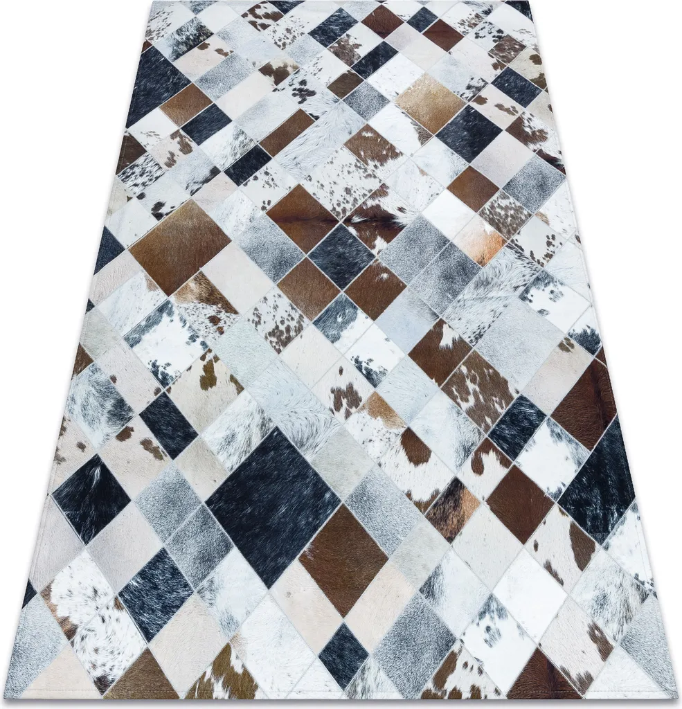 Tapis en Peau de Vache Multicolore - 120x170cm, Design Patchwork