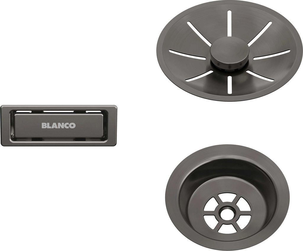 Blanco, Ablauf-/Überlaufset für Einzelbecken, satin dark Produktbild 