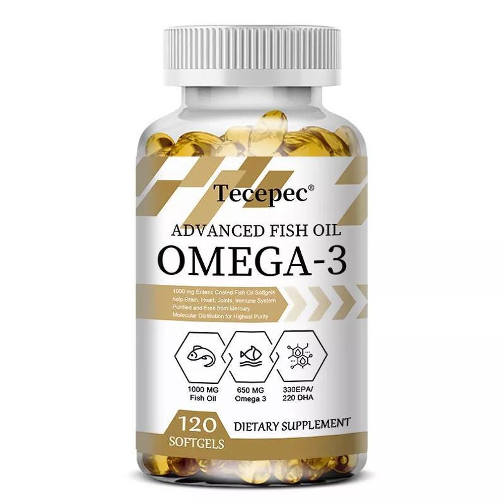 Advanced Omega 3 Fish Oil + EPA & DHA (120 Kapseln) Nahrungsergänzungsmittel, Gehirn, Gedächtnis, Fokus, Kognitive Funktion, Gelenke, Knochen, Herz