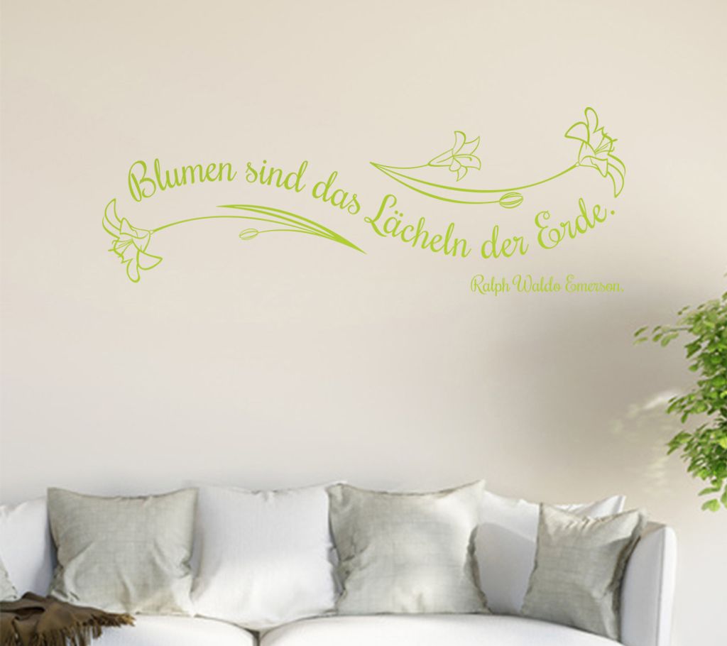 Blumen sind das Lächeln... Wandtattoo in 6 Größen - Wandaufkleber Wall Sticker - Dekoration, Küche, Wohnzimmer, Schlafzimmer, Badezimmer