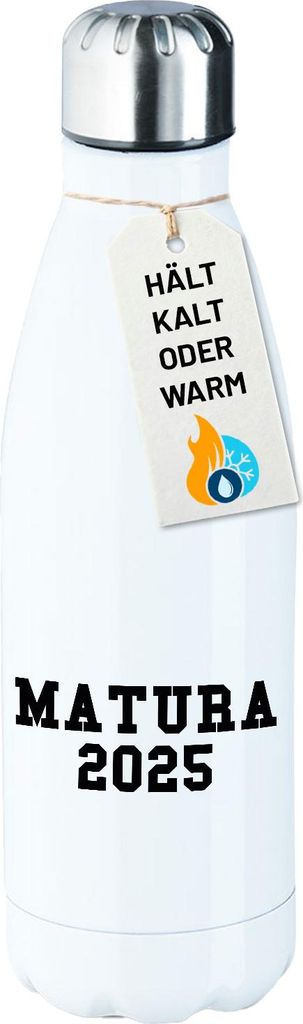 Huuraa Trinkflasche Matura 2025 Abschluss Österreich / Schweiz 500ml White Edelstahl Wasserflasche Trinkflasche Geschenkidee