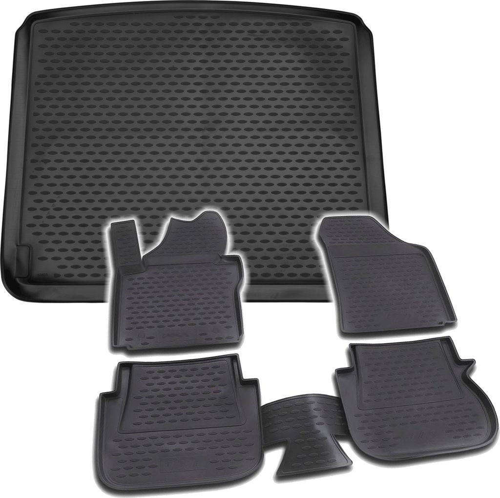 Gummi Kofferraumwanne + Fußmatten Set für VW Caddy 3 2K, Produktbild 