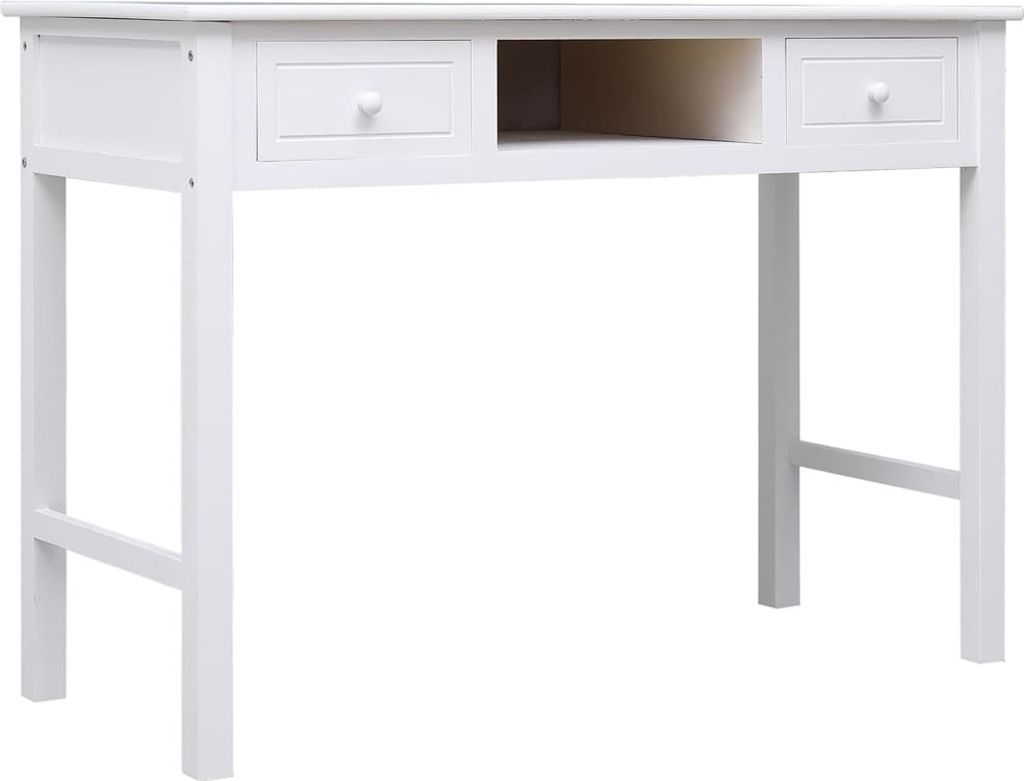 "Spring Sale"Schreibtisch - elegantes Design - Computertisch/Bürotisch - Weiß 108x45x76cm Massivholz Paulownia DE687016 - Schreibtische