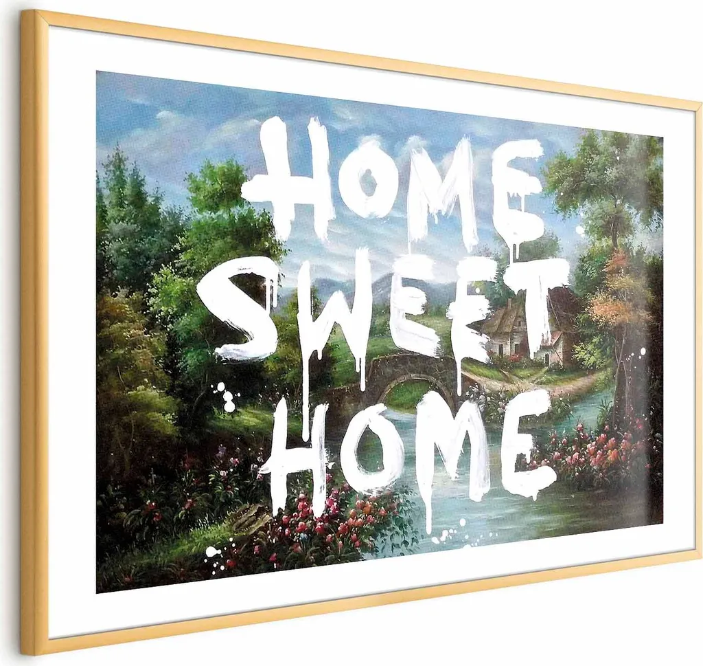 Poster Artistico Casa dei Sogni 90x60 cm - Cornice Oro Minimal