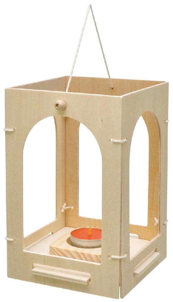 EDUPLAY 210088 Holzlaterne zum basteln & bemalen, natur Produktbild 