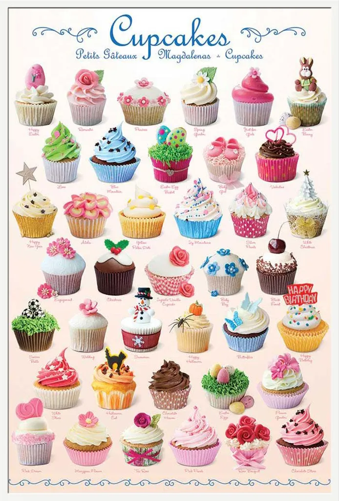 Affiche Cupcakes Sweet Line avec Cadre Shinsuke Blanc 61x91,5 cm