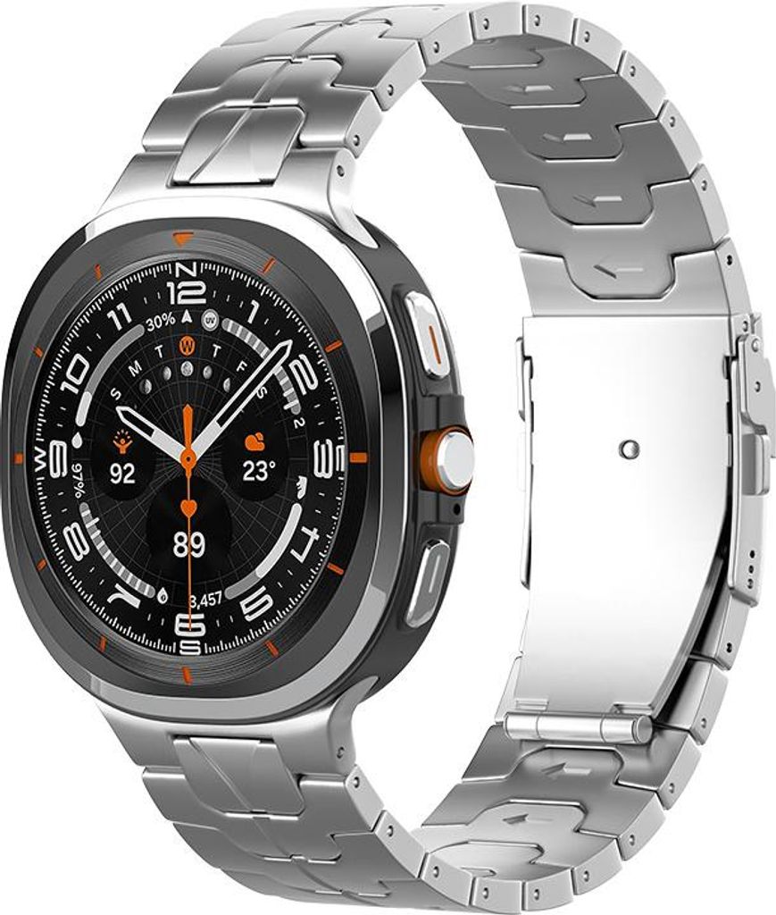 Strap-it Titan-Gliederarmband Iron - passend für Samsung Galaxy Watch Ultra / Ultra 2025 (silber)