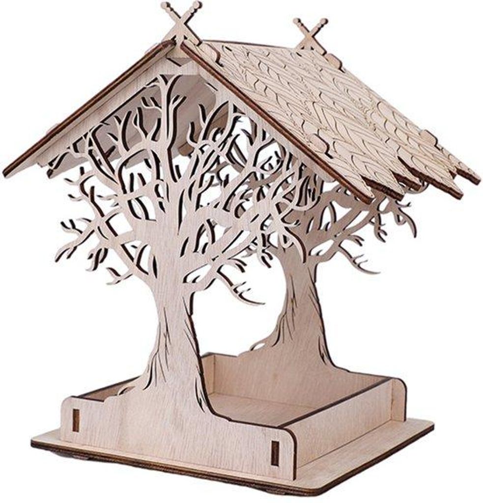Holz-Futtereimer, hangender Trinkbrunnen, für Garten, Grundstück, Dekoration (hell)