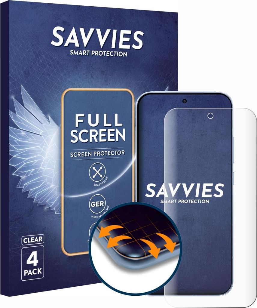 4x Savvies Fullscreen Schutzfolie für Oppo Reno 15 Displayschutz Folie Fullcover Klar Transparent