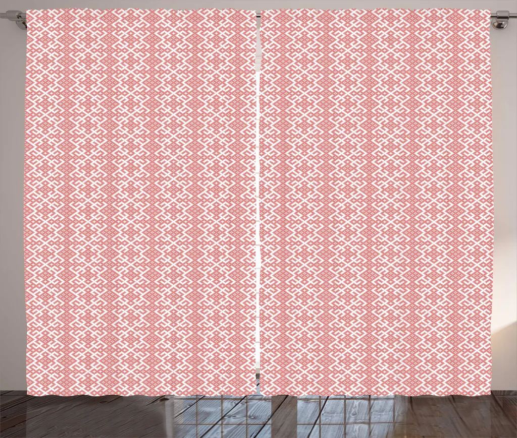ABAKUHAUS Rideau Rustique Russe aux Motifs Slaves Vermillon 280x225 cm