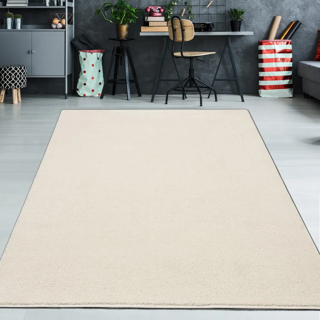 Tapis rond 160 cm crème pour salon : idéal famille, robuste et lavable