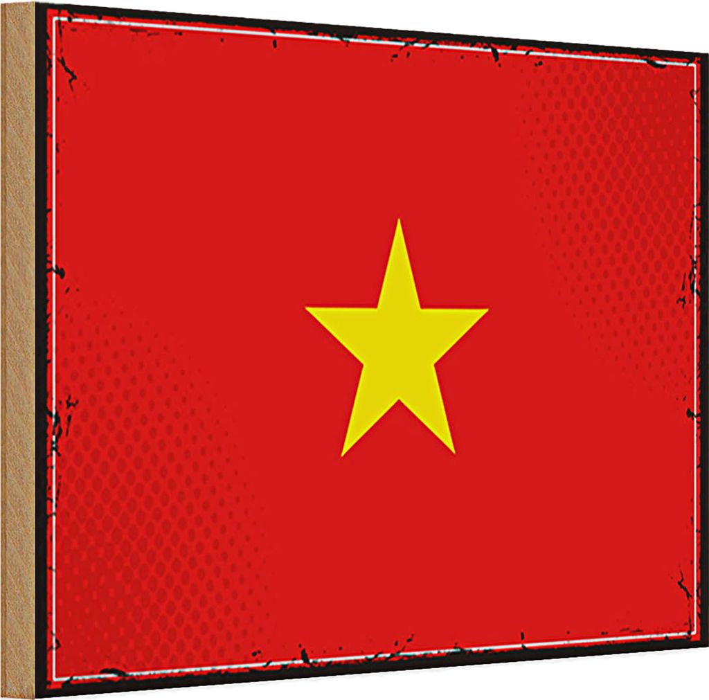 Holzschild Flagge Vietnam 30x20cm Retro Flag of Vietnam