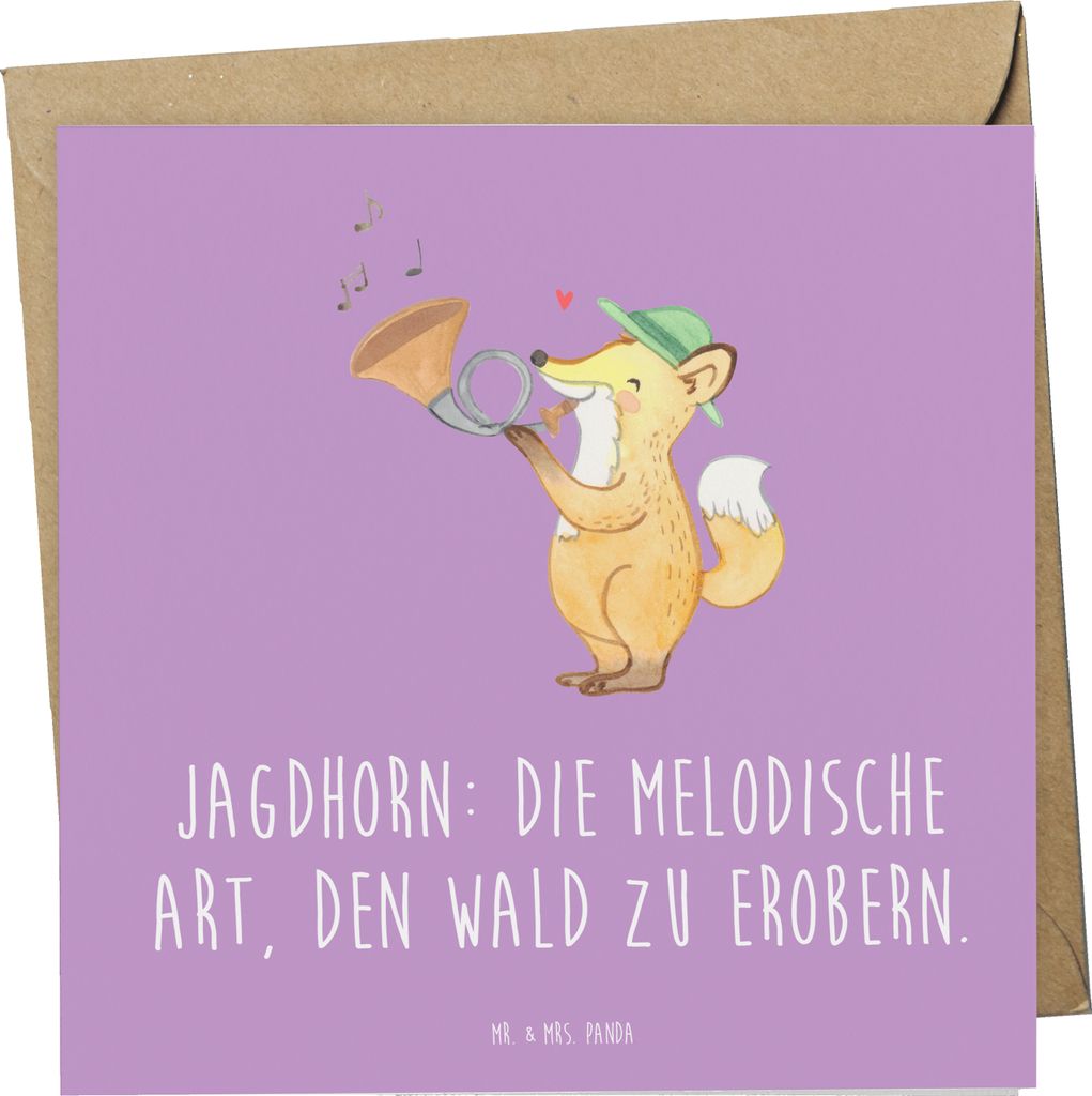 Mr. & Mrs. Panda Glückwunschkarte Jagdhorn Magie - Lavendeltraum - Geschenk, doppelkarte, anlasskarte, Instrument, faltkarte, Musiker, Klappkarte,...