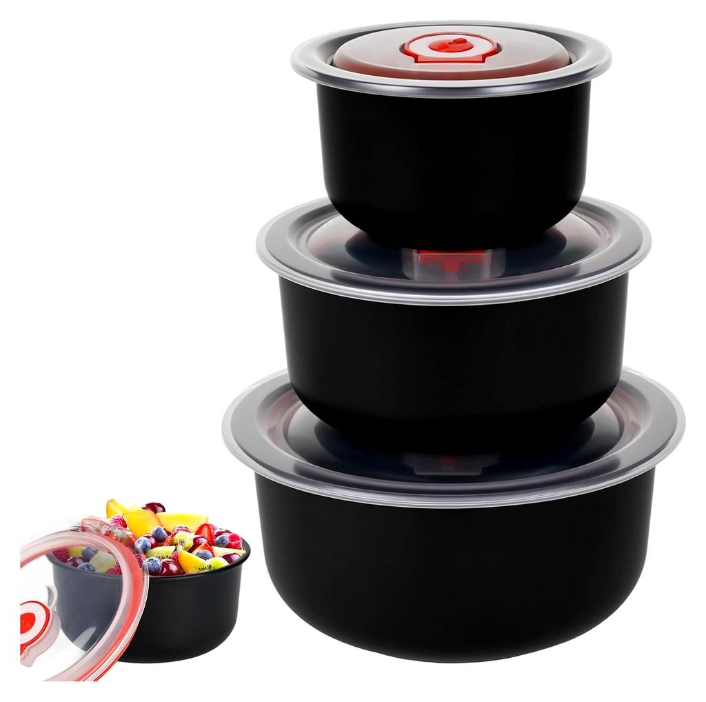 3-teiliges Set Mikrowellengeschirr mit Deckel, Frischhaltedosen 300/500/900ML, zum Aufwärmen in Mikrowelle, Backofen, Kühlschrank und Spülmaschi...