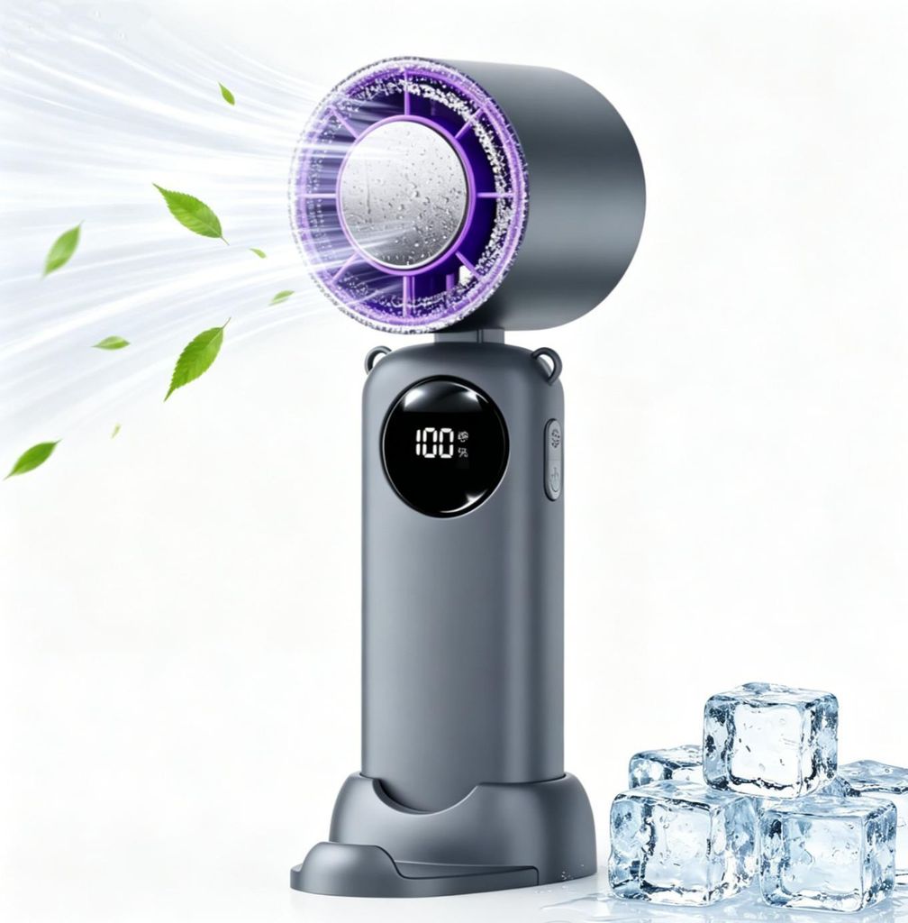 Ručný ventilátor, prenosný mini ventilátor s LED displejom, Obrázok produktu 