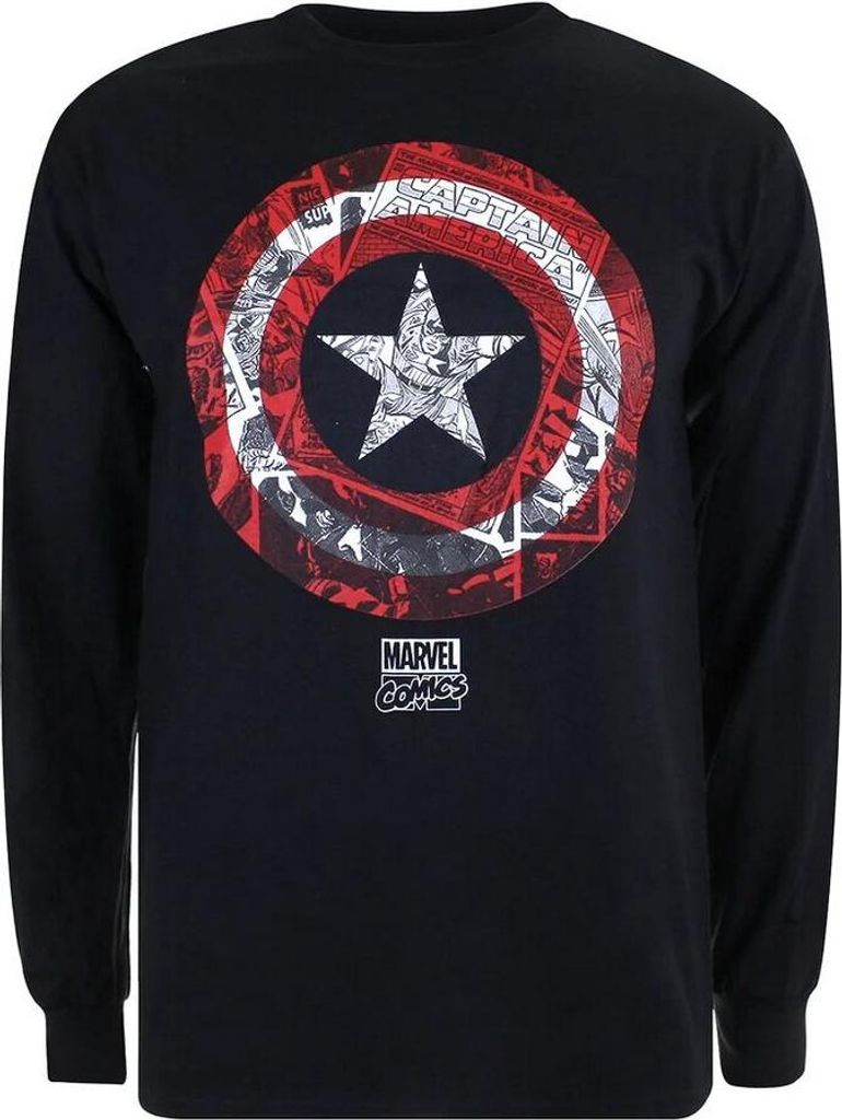 Marvel Comics - T-Shirt für Herren Langärmlig TV918 (M) (Schwarz/Rot/Weiß)