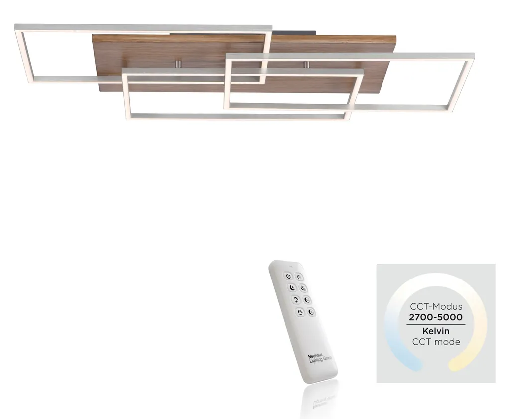 Plafonnier LED intensité variable marron bois composite design 82 x 50 cm - 2