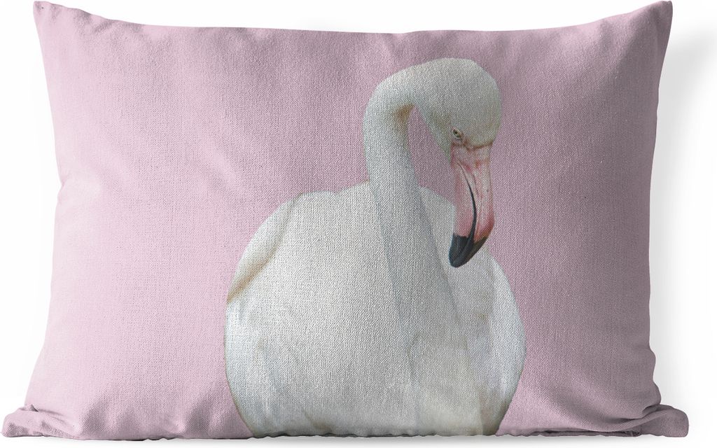 MuchoWow Outdoor Kissen - Weißer Flamingo - 60x40 cm - Wetterfest - Lounge Kissen - Zierkissen - Kissen für Innenräume