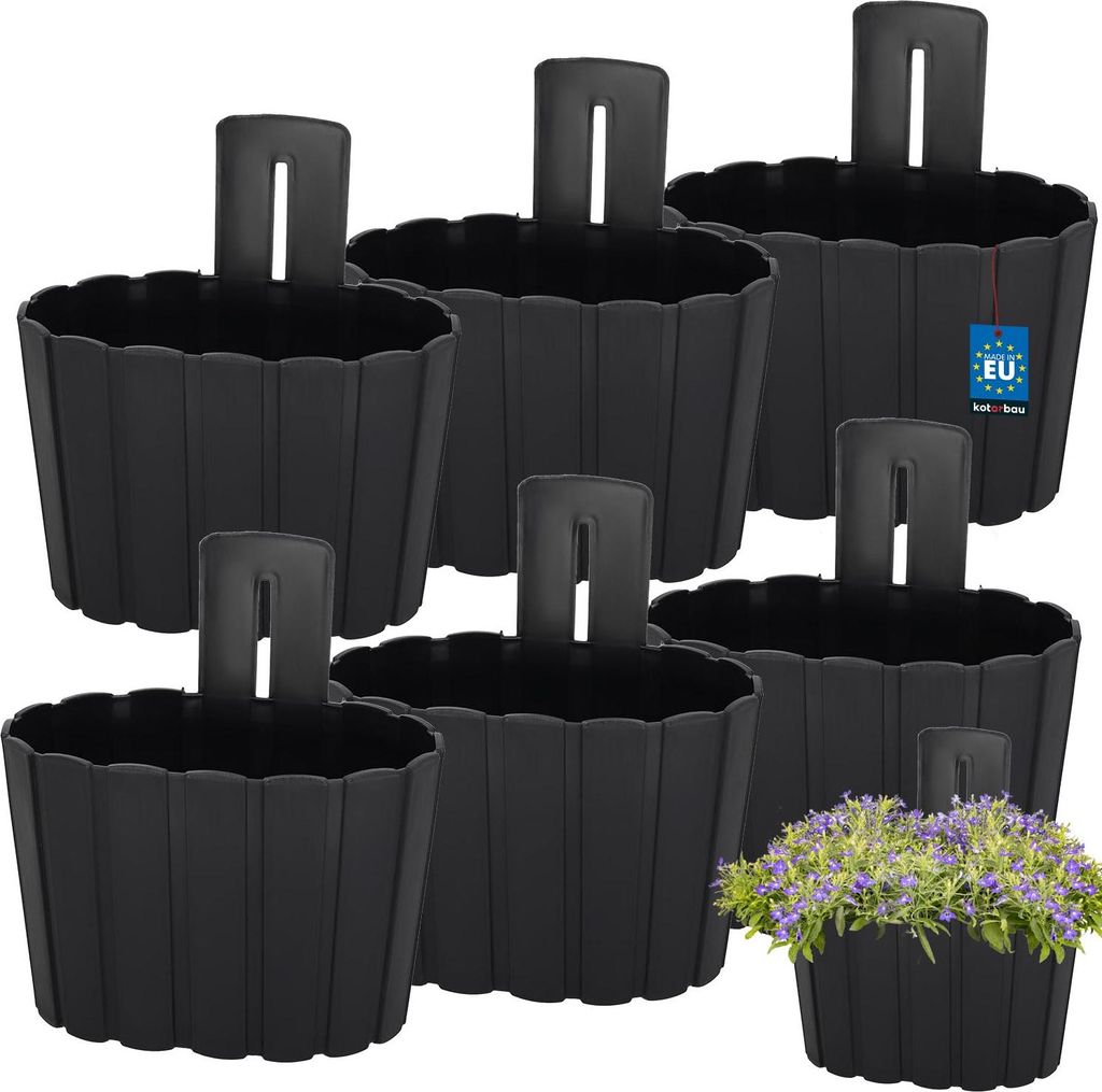KOTARBAU® Set di 6 fioriere da balcone cesto da appendere a Immagine del prodotto 