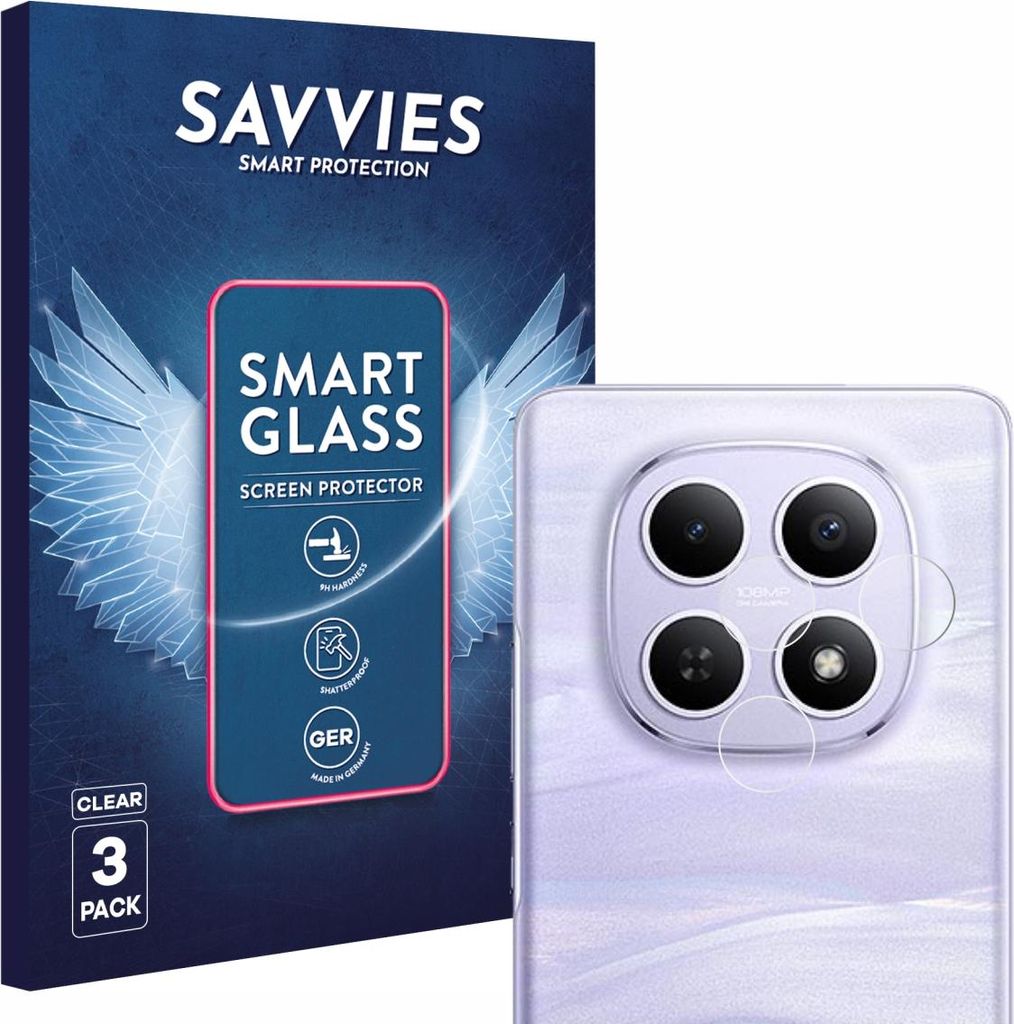 3x Savvies Schutzglas Folie für Xiaomi Redmi Note 15 (NUR Kamera) 9H Panzer Schutzfolie Glas Displayschutz klar transparent