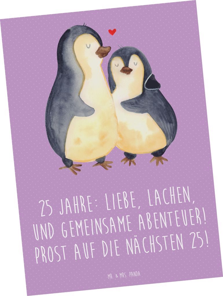 Mr. & Mrs. Panda Postkarte 25. Hochzeitstag Silberne Hochzeit - Lavendeltraum - Geschenk, Ansichtskarten, Heiraten, Ansichtskarte, Grußkarte, Post...